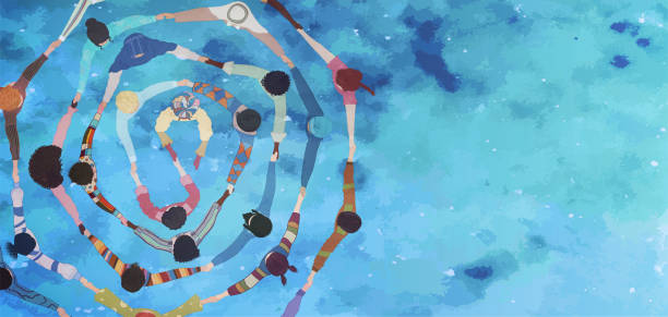 Abstract figures holding hands within clouds, symbolizing support, co-regulation, shared burden, ADHD overwhelm, and nervous system healing.